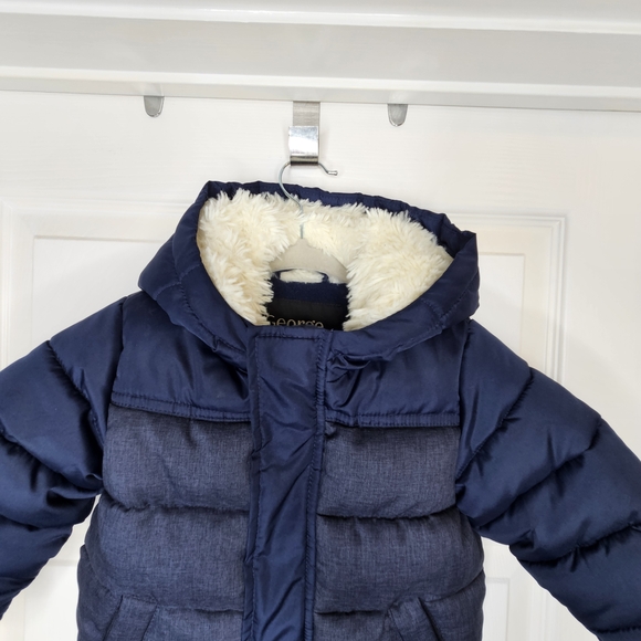 George Winter Coat Puffer Jacket Navy Blue Sherpa Lined Kids Baby Size 12-18M - Picture 5 of 15